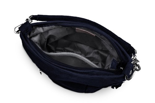 Torba Skórzana Vera Pelle Victoria Zamszowa Granatowa