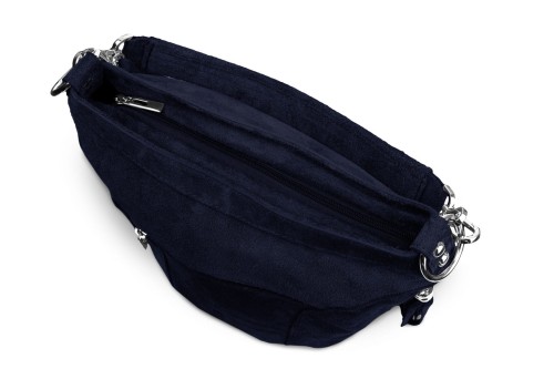 Torba Skórzana Vera Pelle Victoria Zamszowa Granatowa