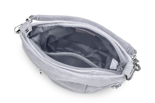 Torba Skórzana Vera Pelle Victoria Zamszowa Szara