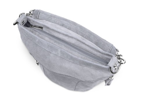 Torba Skórzana Vera Pelle Victoria Zamszowa Szara