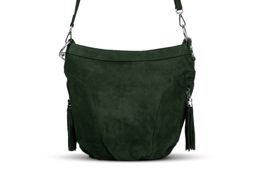 Torba Skórzana Vera Pelle Victoria Zamszowa Zielona