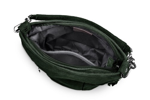 Torba Skórzana Vera Pelle Victoria Zamszowa Zielona