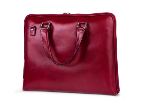 Torba Skórzana Vera Pelle na Laptop Bordowa