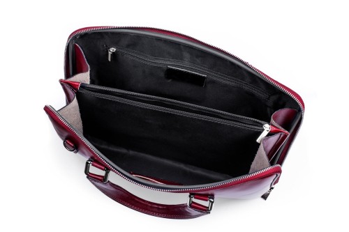 Torba Skórzana Vera Pelle na Laptop Bordowa