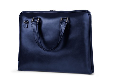 Torba Skórzana Vera Pelle na Laptop Granatowa