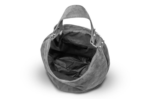 Torba Skórzana Vera Pelle Zamszowy Worek Grafitowa