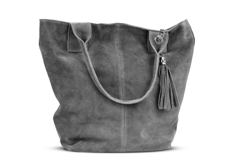 Torba Skórzana Vera Pelle Zamszowy Worek Grafitowa (4).jpg