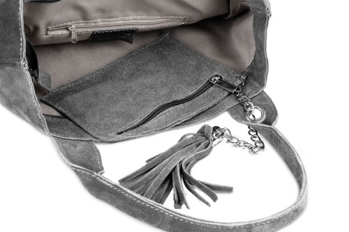 Torba Skórzana Vera Pelle Zamszowy Worek Grafitowa (6).jpg