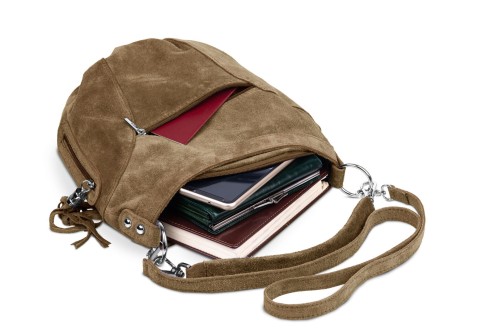 Torba Skórzana Vera Pelle Victoria Zamszowa Caffe Latte