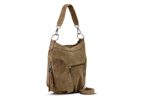 Torba Skórzana Vera Pelle Victoria Zamszowa Caffe Latte