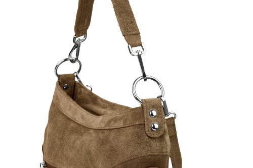 Torba Skórzana Vera Pelle Victoria Zamszowa Caffe Latte