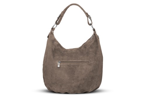 Torba Skórzana Vera Pelle Zamszowy Worek Taupe