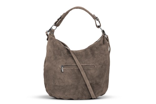 Torba Skórzana Vera Pelle Zamszowy Worek Taupe