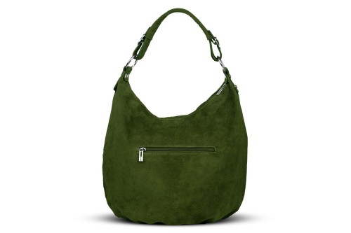 Torba Skórzana Vera Pelle Zamszowy Worek Zielona
