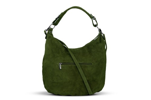 Torba Skórzana Vera Pelle Zamszowy Worek Zielona