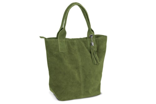 Torba Skórzana Vera Pelle Zamszowy Worek Oliwka (5).jpg