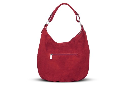 Torba Skórzana Vera Pelle Zamszowy Worek Czerwona