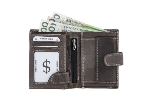 Portfel męski Skórzany Wild Horse Szary