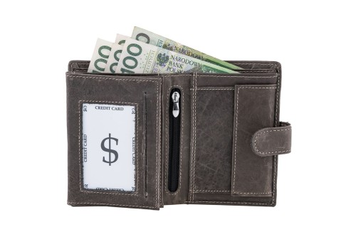 Portfel męski Skórzany Wild Horse Szary