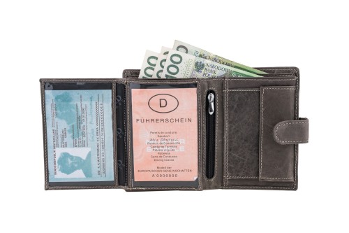 Portfel męski Skórzany Wild Horse Szary