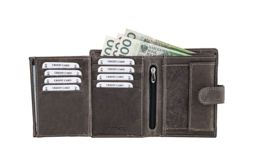 Portfel męski Skórzany Wild Horse Szary