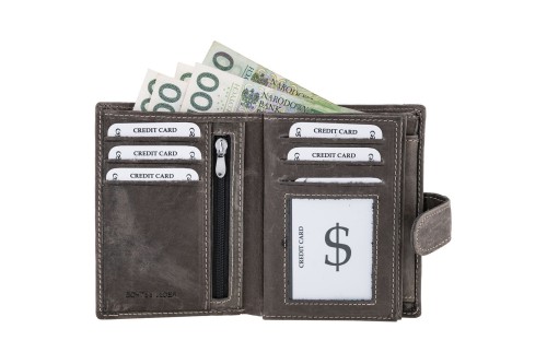 Portfel męski Skórzany Wild Horse Szary