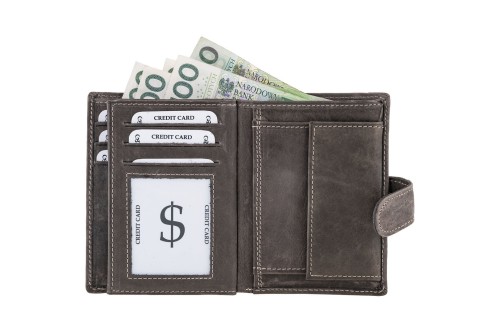 Portfel męski Skórzany Wild Horse Szary