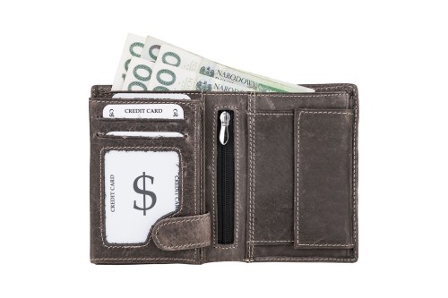 Portfel męski Skórzany Wild Horse Szary