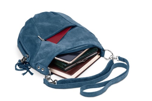 Torba Skórzana Vera Pelle Victoria Zamszowa Jeans