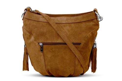 Torba Skórzana Vera Pelle Victoria Zamszowa Koniak