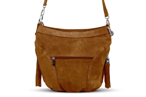 Torba Skórzana Vera Pelle Victoria Zamszowa Koniak