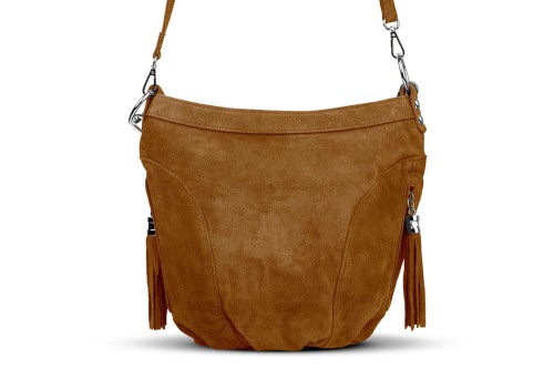 Torba Skórzana Vera Pelle Victoria Zamszowa Koniak