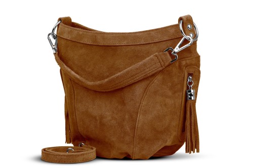 Torba Skórzana Vera Pelle Victoria Zamszowa Koniak