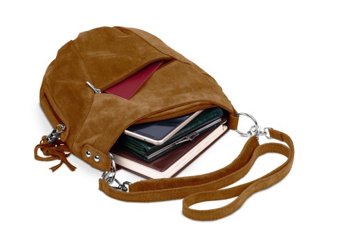 Torba Skórzana Vera Pelle Victoria Zamszowa Koniak