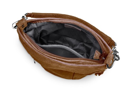 Torba Skórzana Vera Pelle Victoria Zamszowa Koniak