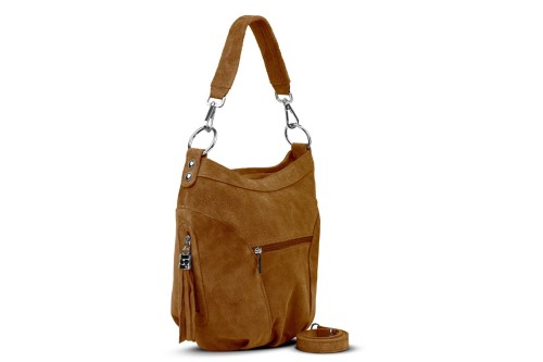 Torba Skórzana Vera Pelle Victoria Zamszowa Koniak