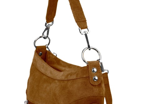 Torba Skórzana Vera Pelle Victoria Zamszowa Koniak