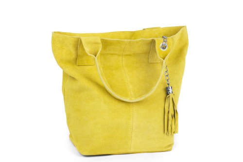 Torba Skórzana Vera Pelle Zamszowy Worek Żółta (1).jpg