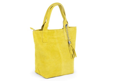 Torba Skórzana Vera Pelle Zamszowy Worek Żółta (4).jpg