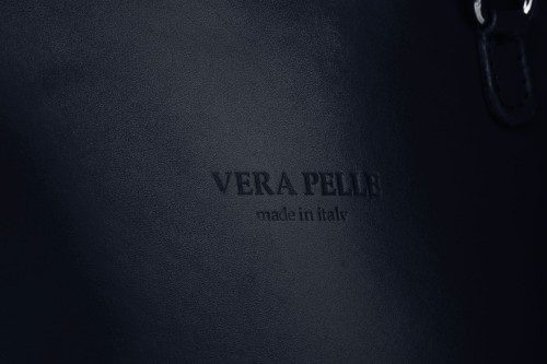 Torebka Skórzana listonoszka Vera Pelle Mini Granatowa