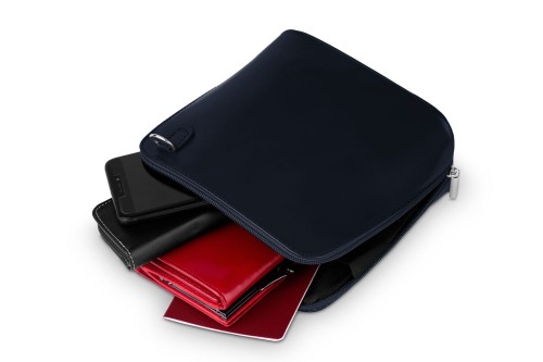 Torebka Skórzana listonoszka Vera Pelle Mini Granatowa