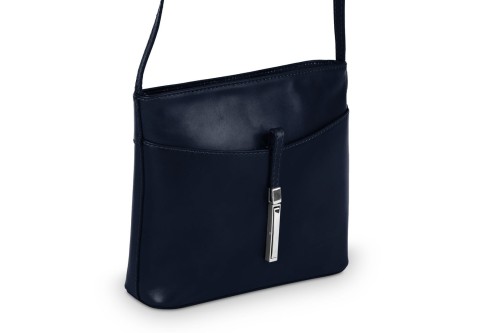Torebka Damska Skórzana listonoszka Vera Pelle Granatowa