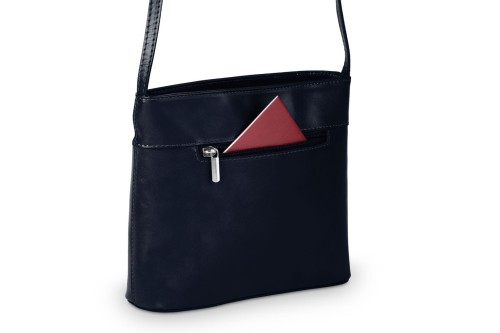 Torebka Damska Skórzana listonoszka Vera Pelle Granatowa