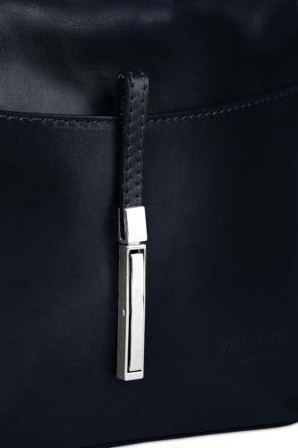 Torebka Damska Skórzana listonoszka Vera Pelle Granatowa