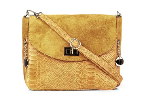Torebka Damska Skórzana Vera Pelle Buccia Szafran