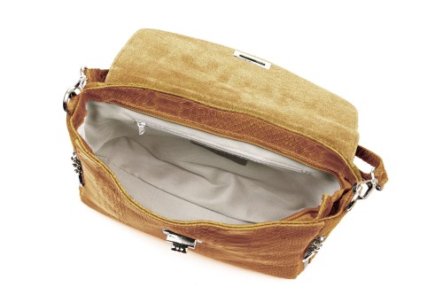 Torebka Damska Skórzana Vera Pelle Łuski Szafran