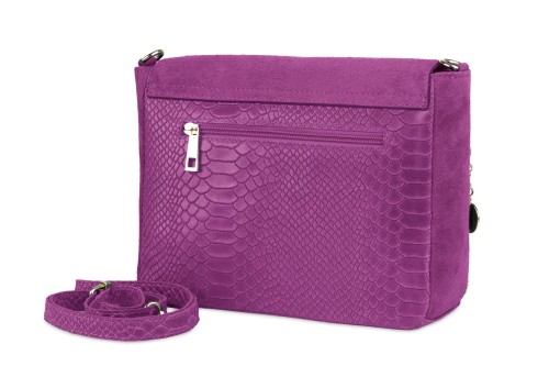 Torebka Damska Skórzana Vera Pelle Łuski Fuksja