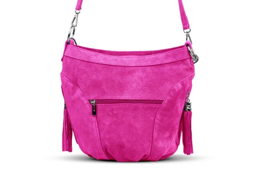 Torba Skórzana Vera Pelle Victoria Zamszowa Fuksja