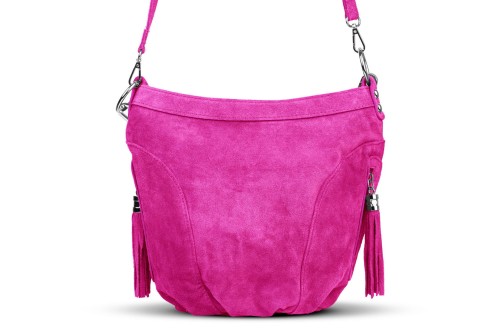 Torba Skórzana Vera Pelle Victoria Zamszowa Fuksja
