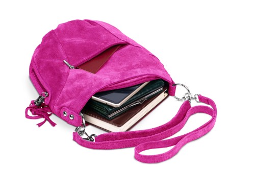 Torba Skórzana Vera Pelle Victoria Zamszowa Fuksja